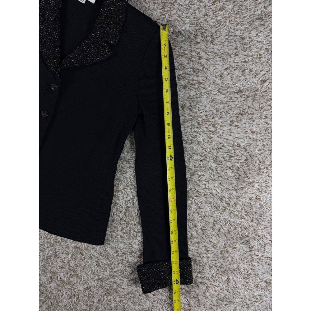 St. John Evening Beaded Santana Knit Pants Suit Set Black Women's Size 6 USA - Picture 8 of 16